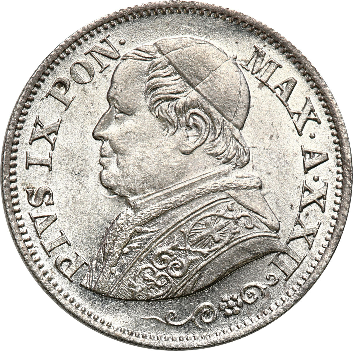 Watykan. Pius IX (1846-1878). 10 soldi 1868 R, Rzym